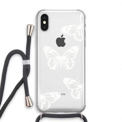 White butterfly: iPhone X Transparant Hoesje met koord