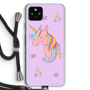 Roze eenhoorn: Pixel 5a 5G Transparant Hoesje met koord