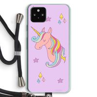 Roze eenhoorn: Pixel 5a 5G Transparant Hoesje met koord