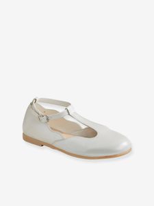 Salomé stijl ballerina's voor meisjes parelmoerwit