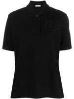 Moncler logo-embroidered cotton polo shirt - Noir - thumbnail