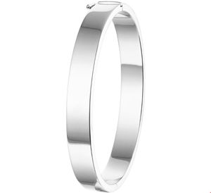 Armband Bangle Vlakke Buis scharnier zilver 8 x 60 mm