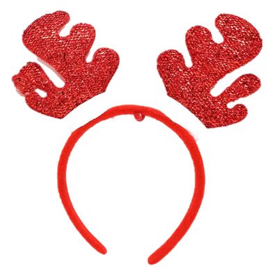Kerst diadeem/haarband - rendier gewei - rood/groen - 19 x 22 cm