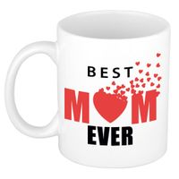 Best mom ever hartjes cadeau mok / beker wit - thumbnail