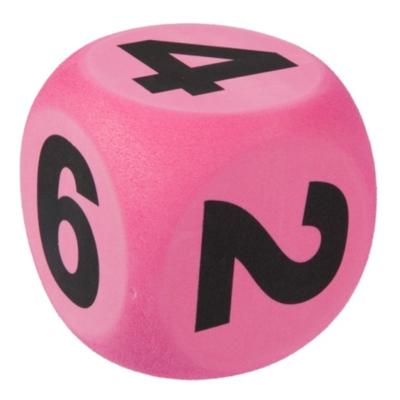 Toi Toys Dobbelsteen XXL - roze - 10 cm - EVA schuim - grote dobbelstenen