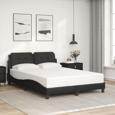 Bedframe met hoofdbord kunstleer zwart 140x200 cm