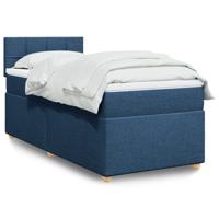 Boxspring met matras stof blauw 90x190 cm