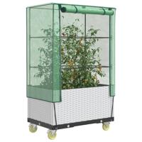 VidaXL Plantenbak verhoogd met hoes en wielen 80x50x182 cm rattanlook