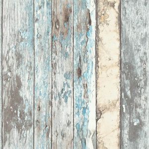 DUTCH WALLCOVERINGS behang steigerhout blauw pe10012