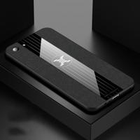 Voor OPPO A83 XINLI stiksels doek Textue schokbestendig TPU beschermhoes (zwart)