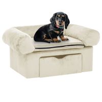 VidaXL Hondenbank met lade 75x50x38 cm pluche crèmekleurig