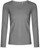 Promodoro XO1560 Women´s V-Neck T-Shirt Long Sleeve - Steel Grey (Solid) - L