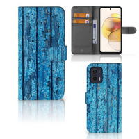 Motorola Moto G73 Book Style Case Wood Blue - thumbnail