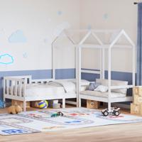 Kinderbed met huisje en bankje massief grenenhout wit 80x200 cm