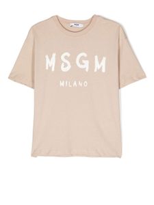 MSGM Kids t-shirt en coton à logo imprimé - Tons neutres