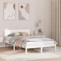 Bedframe met hoofdeinde Wit 135 x 190 cm Massief grenenhout