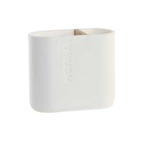 Tandenborstelhouder DKD Home Decor Wit Natuurlijk Bamboe Polypropyleen 11,5 x 5,5 x 10,5 cm (12 Stuks)
