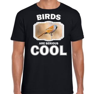 Dieren baardmannetje vogel t-shirt zwart heren - birds are cool shirt