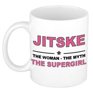 Jitske The woman, The myth the supergirl cadeau koffie mok / thee beker 300 ml