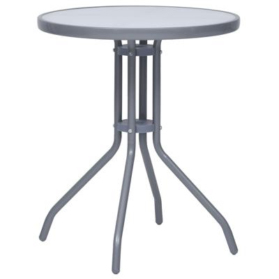 Tuintafel 60 cm staal en glas lichtgrijs