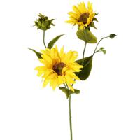 Kunstbloem Zonnebloem tak - 60 cm - geel - kunst zijdebloem - decoratie bloemen - thumbnail