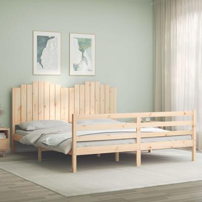 Bedframe met hoofdbord massief hout