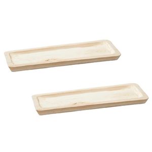 Set van 2x stuks rechthoekig kaarsenbord/kaarsenplateau hout 50 x 3 x 17 cm