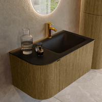 Badmeubel Mondiaz Kurve | 85 cm cm | Meubelkleur Dusk | Wastafelkleur Urban | Solid surface | Wasbak rechter zijde spoelbak | 1 kraangat