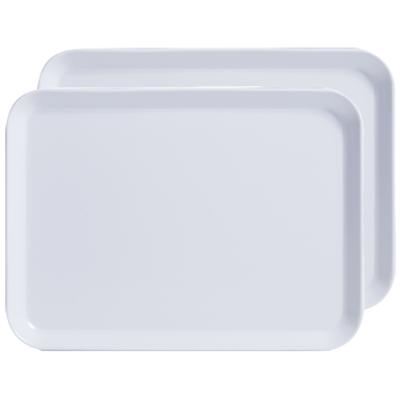 Zeller dienblad - 2x - rechthoek - wit - kunststof - 24 x 18 cm