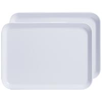 Zeller dienblad - 2x - rechthoek - wit - kunststof - 24 x 18 cm
