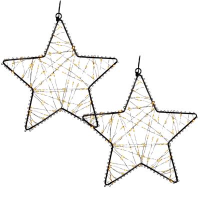 Verlichte ster - 2x - 100 led lampjes - warm wit - D26 cm - kerster figuur - kerstverlichting?
