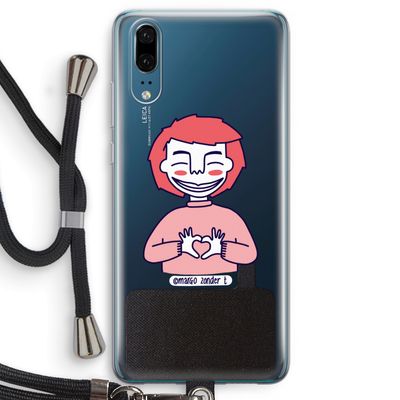 Hartje: Huawei P20 Transparant Hoesje met koord