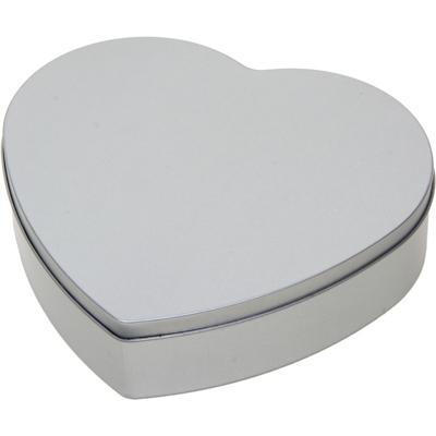 Hartje cadeau opbergblik/bewaarblik - 18 x 17 cm - Cadeauverpakking - zilver - Valentijn