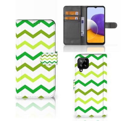 Samsung Galaxy A22 4G | M22 | Telefoon Hoesje | Zigzag Groen