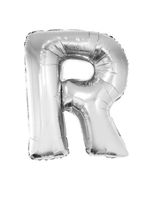 Folieballon Zilver Letter 'R' groot - thumbnail