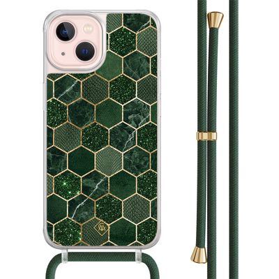 iPhone 13 hoesje met groen koord - Kubus groen