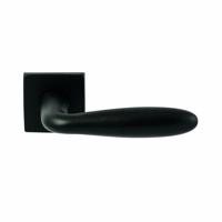 Hardbrass Deurkruk Istanbul op vierkant rozet 4mm dun - zwart