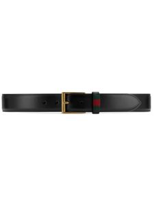 Gucci Ceinture en cuir avec bande Web - Noir