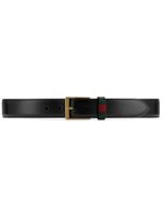 Gucci Ceinture en cuir avec bande Web - Noir - thumbnail