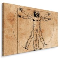 Schilderij - Vitruviusman, Leonardo da Vinci (print op canvas), beige, 4 maten, wanddecoratie - thumbnail