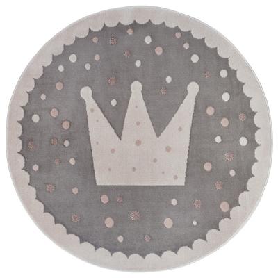 Vloerkleed Kids Crown Rond - Grijs maat: xcm - materiaal: Polypropyleen - Dekbed-Discounter.nl