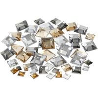 360x Hobby materiaal vierkante glitter steentjes zilver mix   - - thumbnail
