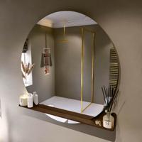 MONDIAZ SPOT spiegel rond 120cm met Spiegelplanchet kleur Rust.