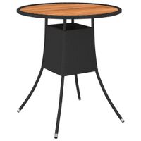 Tuintafel 70 cm poly rattan en massief acaciahout zwart - thumbnail