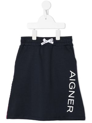 Aigner Kids jupe à logo imprimé - Bleu