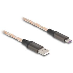 Delock USB-kabel USB 2.0 USB-A stekker, USB-C stekker 1 m Transparant 88164