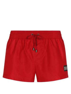 Dolce & Gabbana short de bain à plaque logo - Rouge