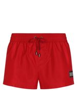 Dolce & Gabbana short de bain à plaque logo - Rouge - thumbnail