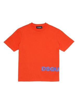 Dsquared2 Kids Katoenen T-shirt met logoprint - Oranje Dsquared2 Kids Katoenen T-shirt met logoprint - Oranje
