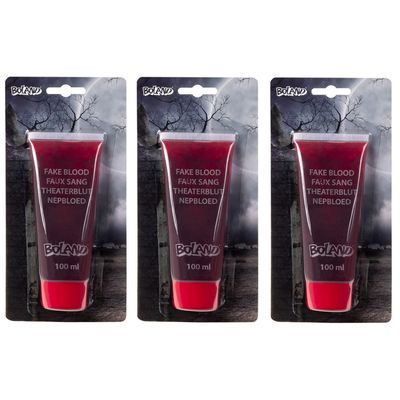 3x stuks tube vloeibaar nepbloed horror schmink 100 ml